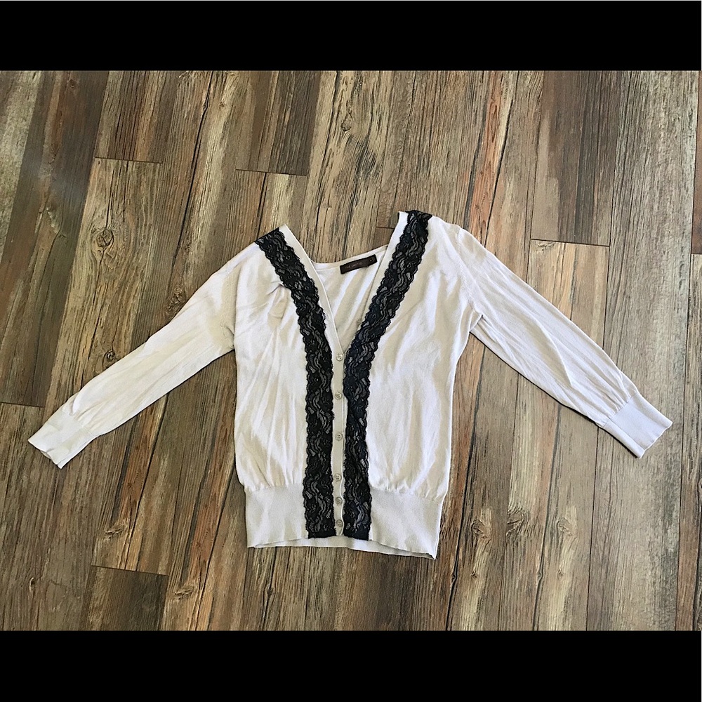 The Limited Sweater with Black Lace Trim